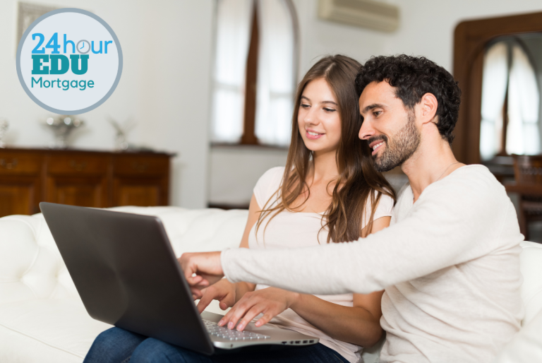 You couple registering for an online mortgage loan originator course