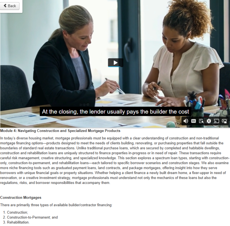Construction Mortgages Education