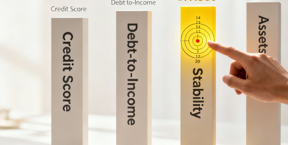 Credit Score, debt to income, assets for a mortgage