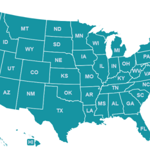 Map of the United States highlighting state-specific MLO licensing course requirements by region.