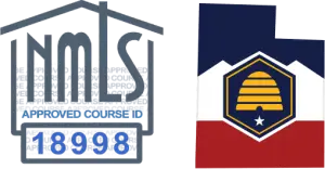 NMLS Approved Course ID badge with ID number 18998 for the 5-hour Utah MLO pre-licensure course.